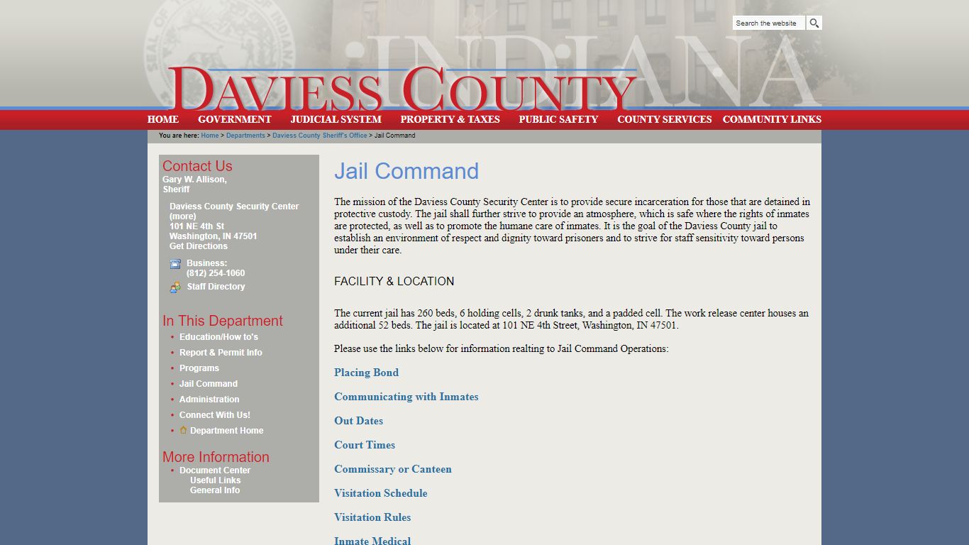 Daviess County, Indiana / Jail Command